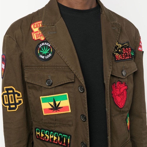 Brand New authentic Dsquared2 military patched Bob Marley jacket - Picture 5 of 17